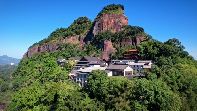 航拍韶关丹霞地貌长老峰别传禅寺