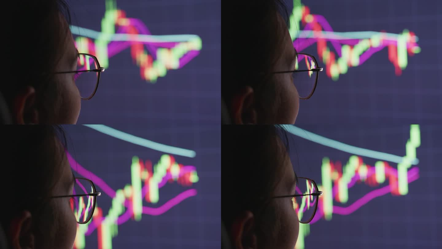 女商人在电脑上分析股票市场数据图表