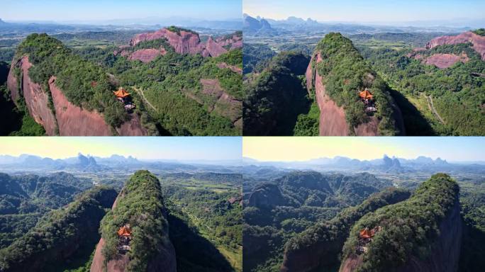 航拍韶关丹霞地貌丹霞山阳元峰长老峰景区