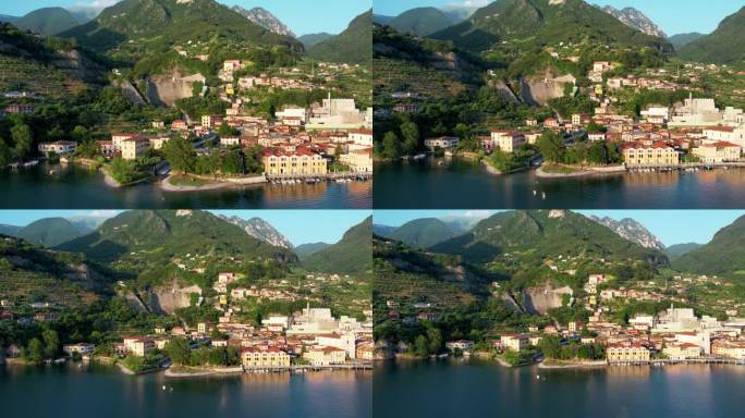 意大利伊塞奥湖马隆镇的4K航拍画面