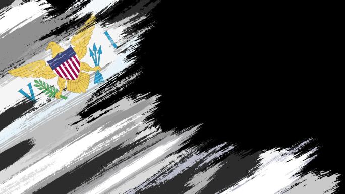 美属维尔京群岛旗帜漆刷黑色底色，概念绘画，笔触，，油漆笔触，肮脏，民族，独立，选举，模板，油画，粉彩