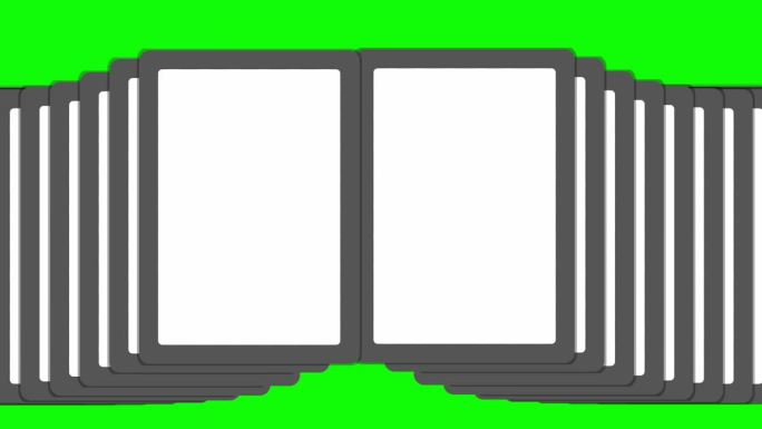 空白纸牌动画与孤立的绿色屏幕背景。
