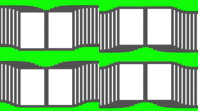 空白纸牌动画与孤立的绿色屏幕背景。