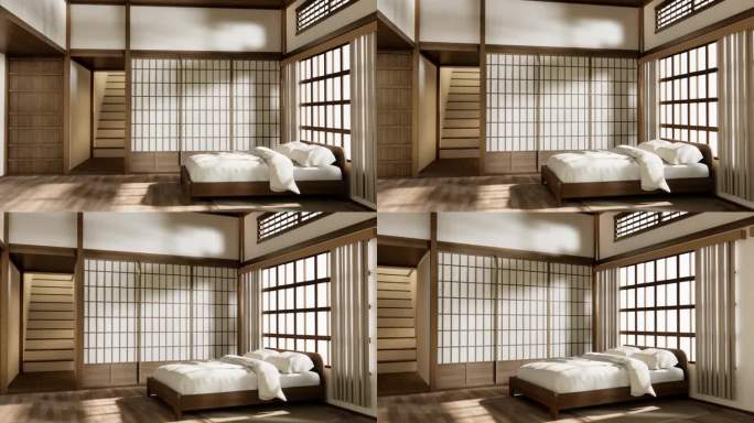 极简的瓦比室内模拟设计，房间日式风格。3 d渲染。