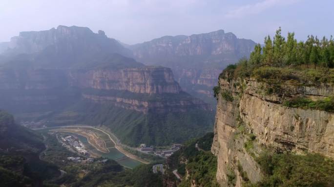 航拍林州太行山隧道山顶一组