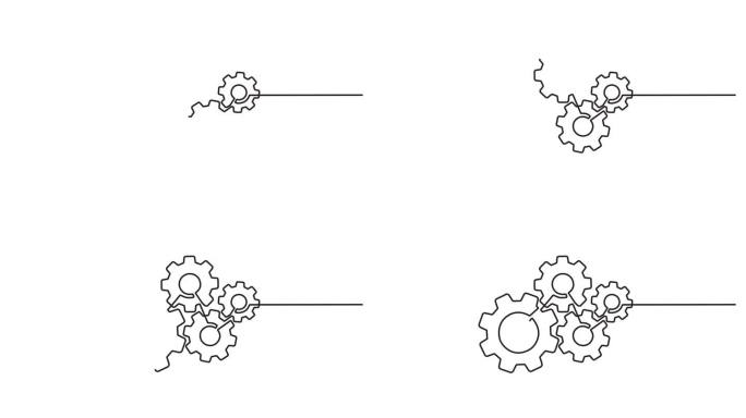 连续线条风格的机器齿轮动画视频