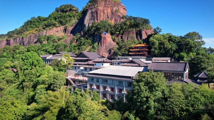 航拍韶关丹霞地貌长老峰别传禅寺