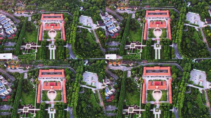 航拍武汉城市旅游地标辛亥革命纪念馆红楼