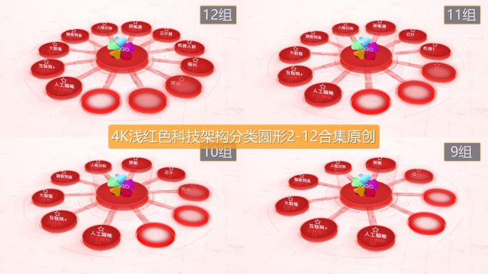4K浅红色科技架构分类圆形2-12合集