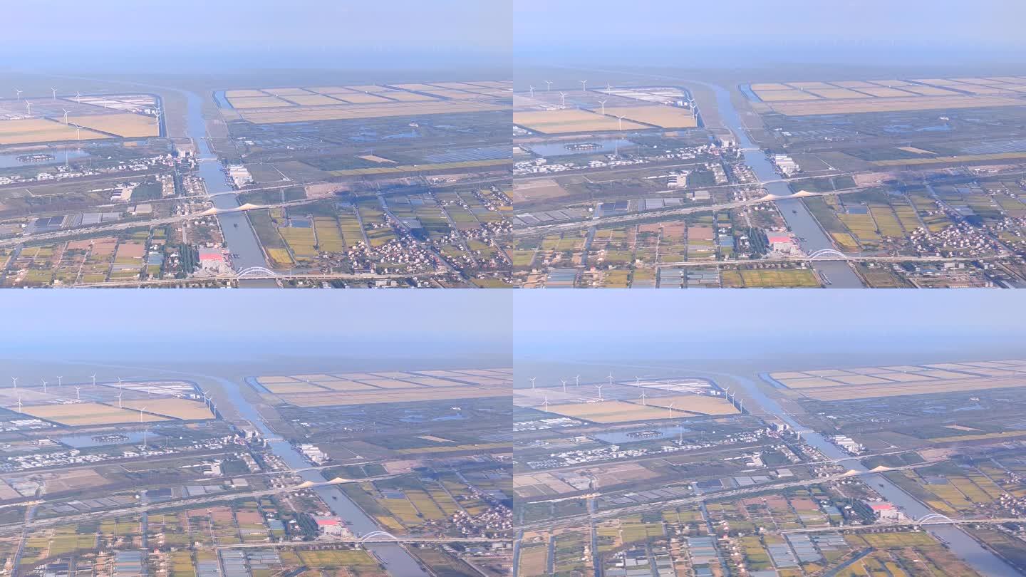 浦东机场民航客机航拍上海大治河全景