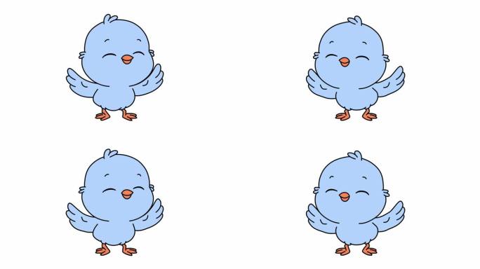 跳舞的蓝鸟动画。蓝色小鸟跳舞动态
