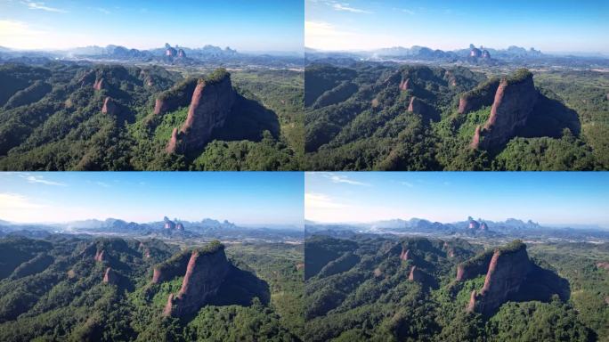 航拍韶关丹霞地貌长老峰阳元峰景区