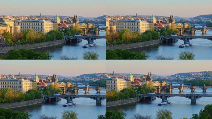 布拉格的老城区、伏尔塔瓦河和查理大桥