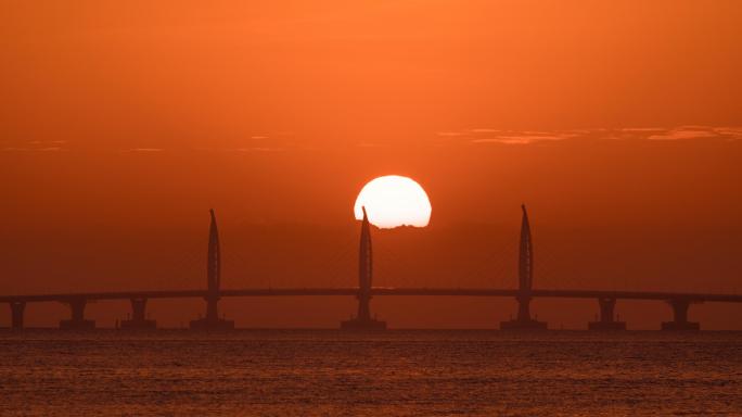 珠海海豚湾大桥太阳升起
