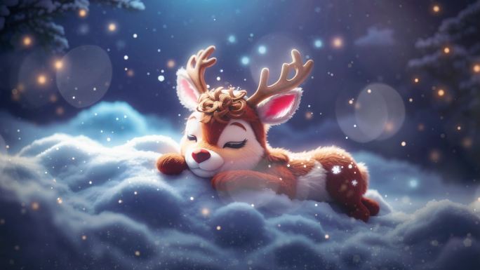 4K圣诞节可爱卡通小鹿概念背景视频