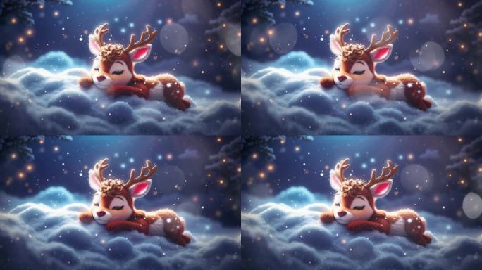4K圣诞节可爱卡通小鹿概念背景视频