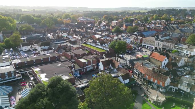 英国希钦镇市中心鸟瞰图
