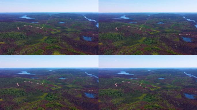 在加拿大经历了严重的野火年之后，直升机拍摄的数千英亩烧焦的森林