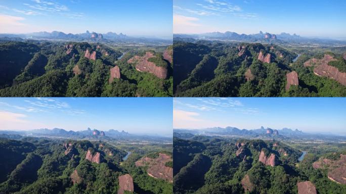 航拍韶关丹霞地貌长老峰阳元峰景区