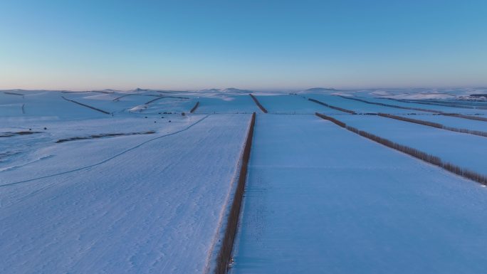 内蒙古雪域雪原田野雪景风光