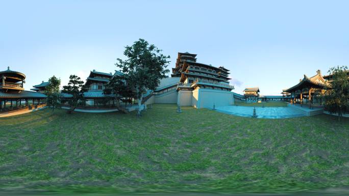 VR古建园林庭院360度全景4K