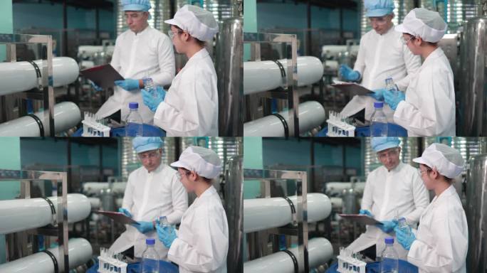 两位科学家在工厂里保证水质