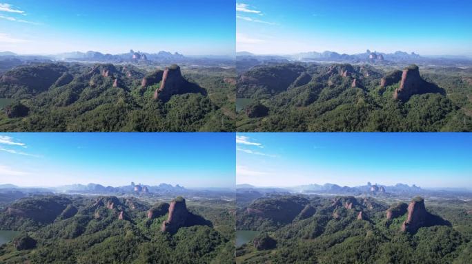 航拍韶关丹霞地貌长老峰阳元峰景区