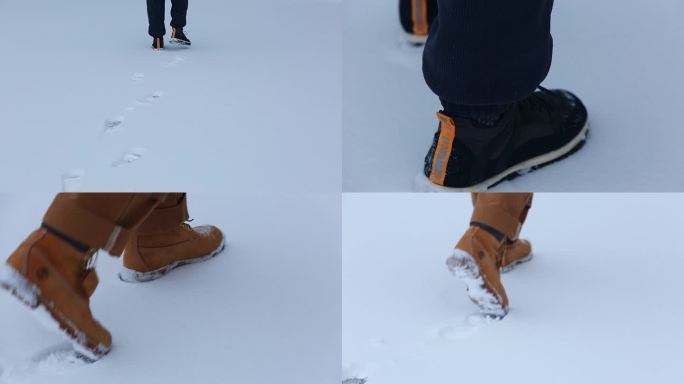 冬季雪地脚印