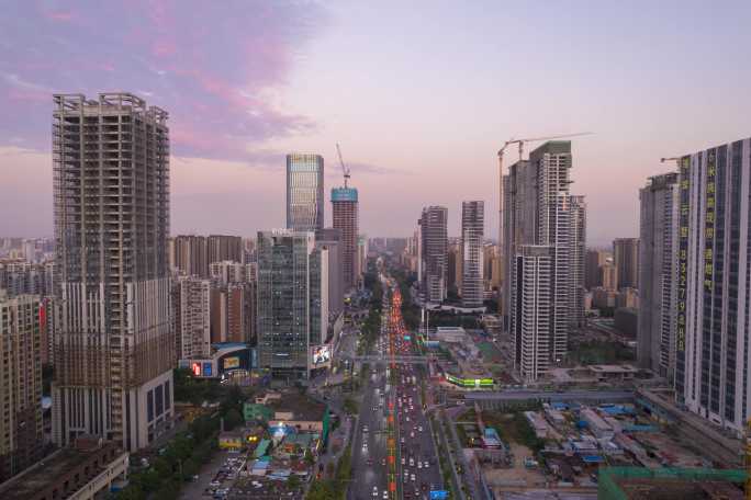 佛山禅城区季华六路绿地中心傍晚高峰期延时