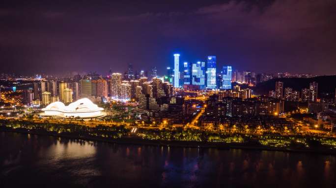 南宁大桥五象新区日转夜景延时摄影艺术中心