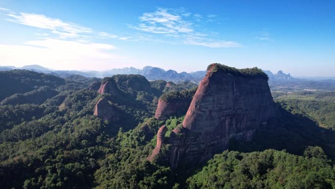 航拍韶关丹霞地貌长老峰阳元峰景区