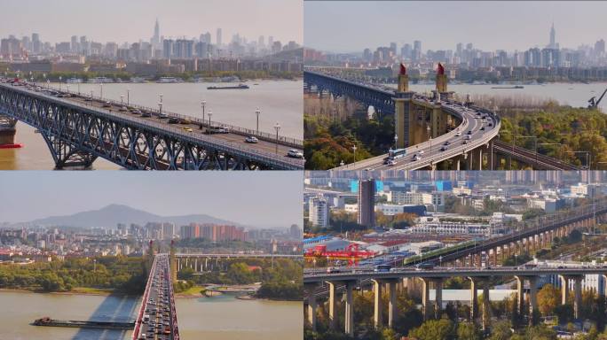 南京长江大桥4K航拍