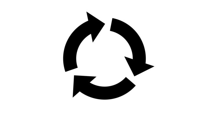 循环动画的循环图表图标由3个箭头在白色背景