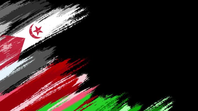 西撒哈拉旗帜漆刷黑色底色，概念绘画，笔触，，油漆笔触，脏，民族，独立，选举，模板，油画，粉彩，卡通动