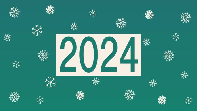 4K 2024，新年动画-蓝色和雪花背景|可循环