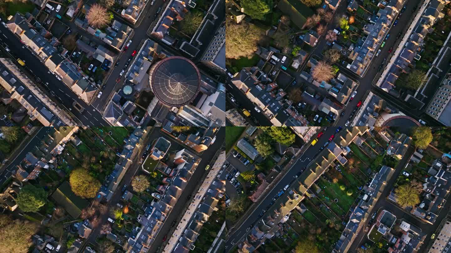 从空中俯瞰的街道在牛津，英国