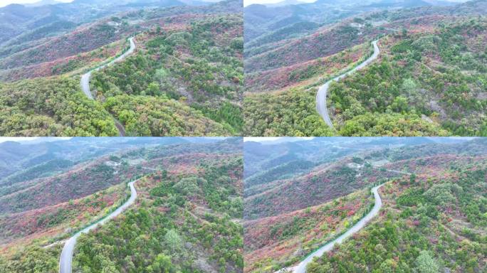 航拍山间道路山路十八弯