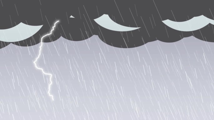 卡通动画暴雨和雷电4动画视频背景