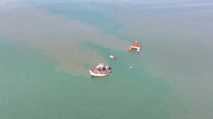福建省福州市江阴县沉船航拍