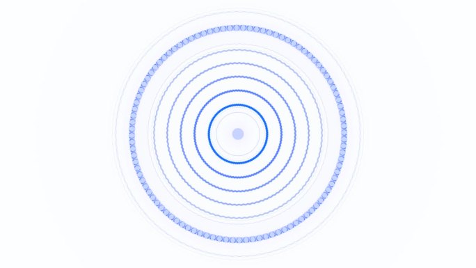 抽象蓝色环形隧道背景。运动。白色背景和蓝色同心圆