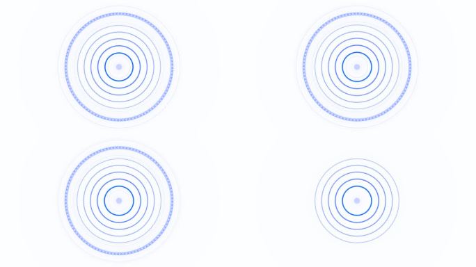 抽象蓝色环形隧道背景。运动。白色背景和蓝色同心圆