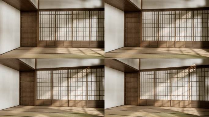 空木房，清洁日本房内部，3D渲染