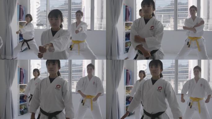 日本女空手道班打拳视频素材
