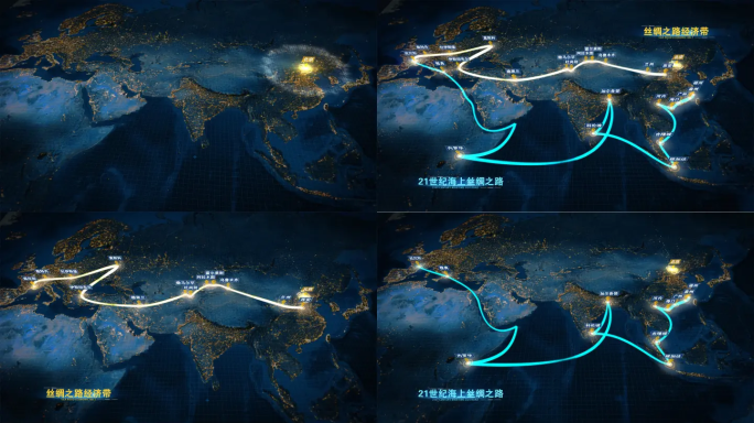 【视频素材】卫星地图版一带一路