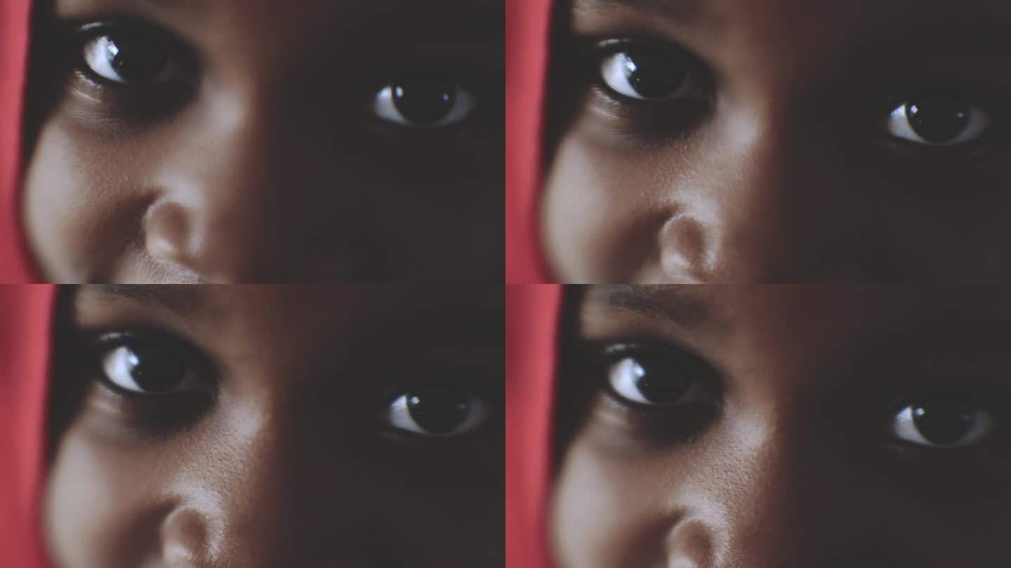 黑女孩的眼睛黑人眼睛特写