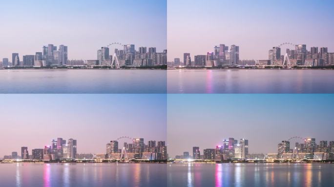 T/L深圳前海金融区及湾区光摩天轮城市天际线景观