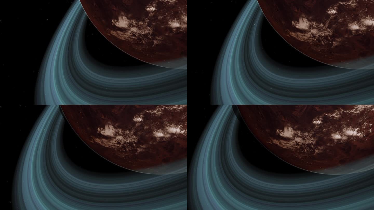 红色贫瘠的类火星行星，稀薄的大气层和太空中的环