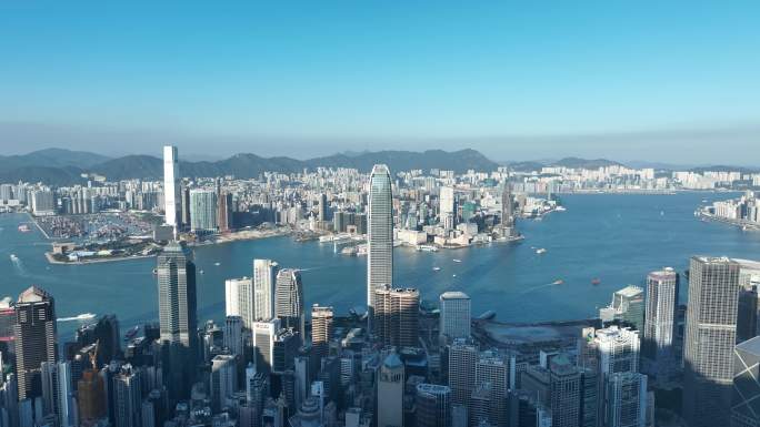 香港维多利亚港航拍香港城市建筑风光风景
