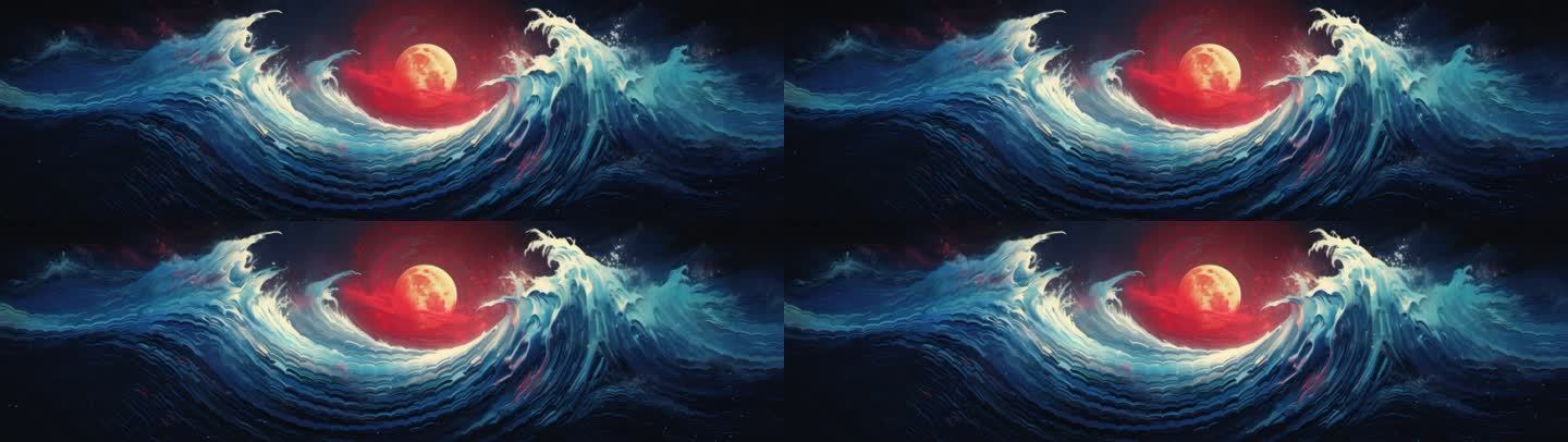 艺术油画海浪动态效果