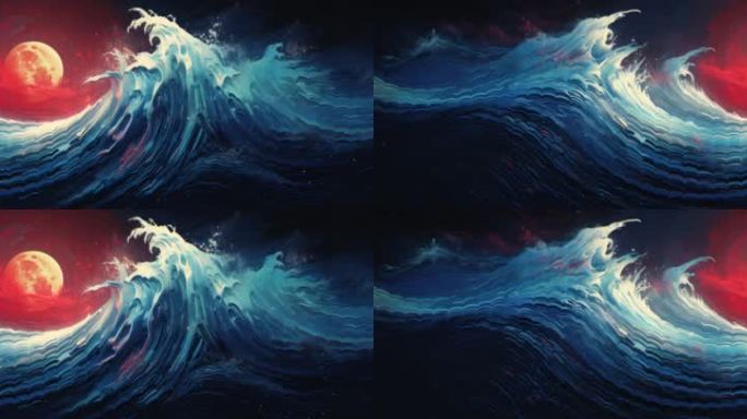 艺术油画海浪动态效果
